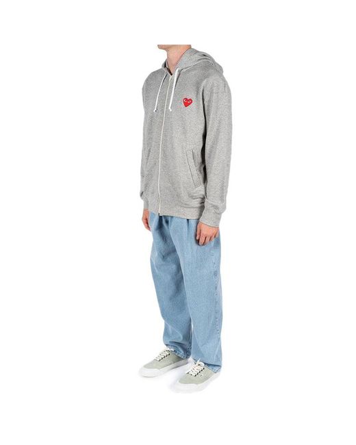COMME DES GARÇONS PLAY Gray (Wmns) Small Emblem Zip Hooded Sweatshirt Az-T311-051-1
