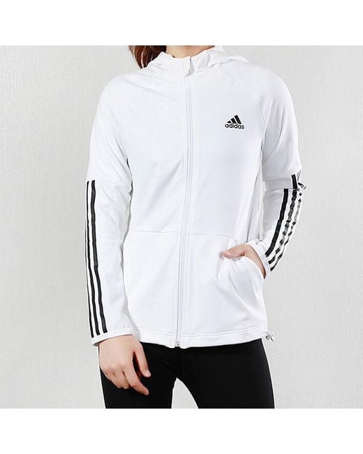 Adidas White (Wmns) 3S Fz Hoodie Training Hooded Jacket