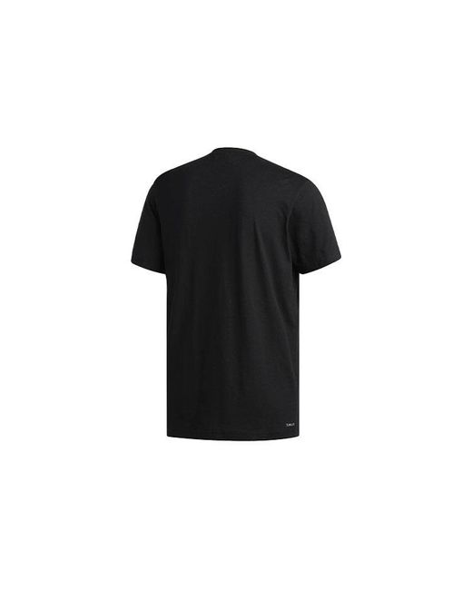 Adidas Black Basketball Sports Round Neck Pullover Printing Short Sleeve for men