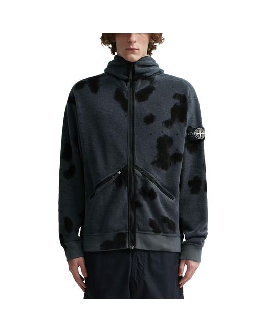 Stone Island Blue Logo Sleeve Zip Jacket for men