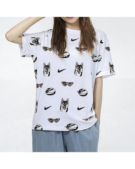 Nike White (Wmns) As W Sportswear Bf Dog Aop