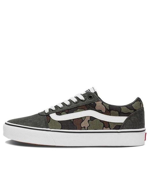 Vans Brown Ward Low Top Casual Skate Shoes Green Camouflage for men