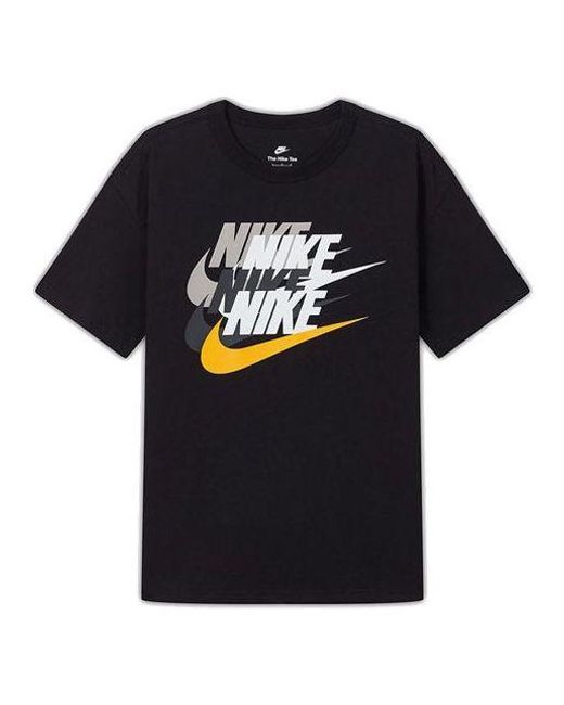 Nike A Nw Pre Tee Atheiure Caua Port Ogo Printing Hort Eeve Back T-hirt in  Black for Men | Lyst