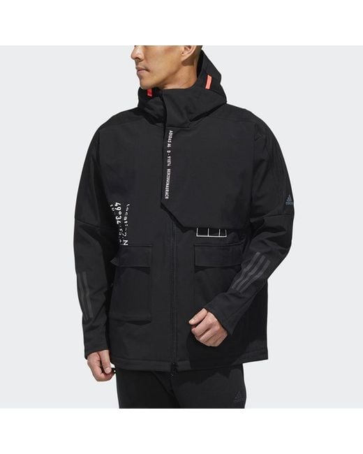 Adidas Blue M Tech Outr Jkt Zipper Cardigan Casual Sports Hooded Jacket for men