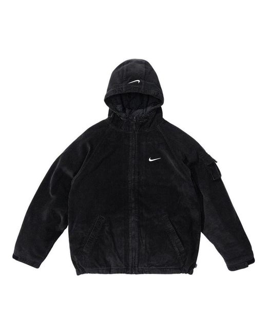 Supreme Black X Nike Arc Corduroy Hooded Jacket for men