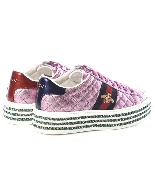 Gucci Pink (Wmns) Ace Platform With Crytals