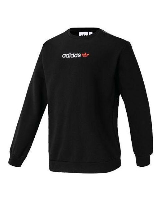 Adidas Black Originals Linear Crew Logo Printing Casual Sports for men