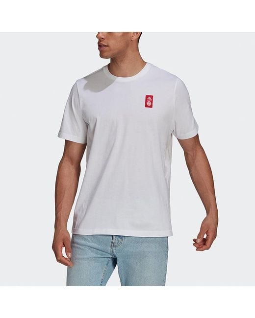 Adidas White Fcb Str Tee Alphabet Printing Soccer/Football Sports Short Sleeve for men