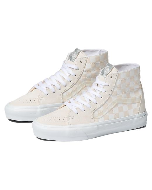 Vans White Crystal Sidestripe Sk8-Hi Tapered Shoe Checkerboard' for men
