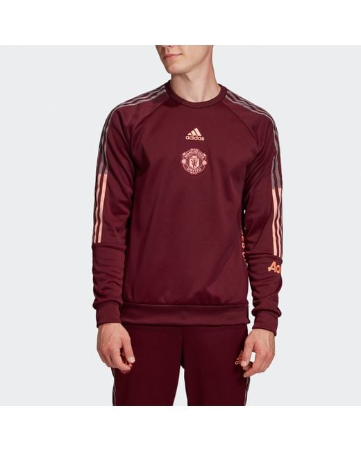 Adidas Red Mufc Travel Swt Manchester United Soccer/Football Sports Pullover for men