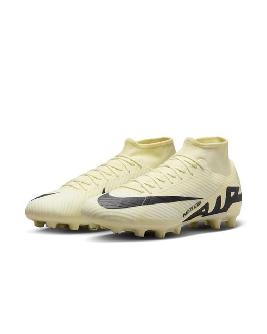Nike Metallic Mercurial Superfly 9 Academy Hard-Ground High-Top Soccer Cleats 'Lemonade' for men