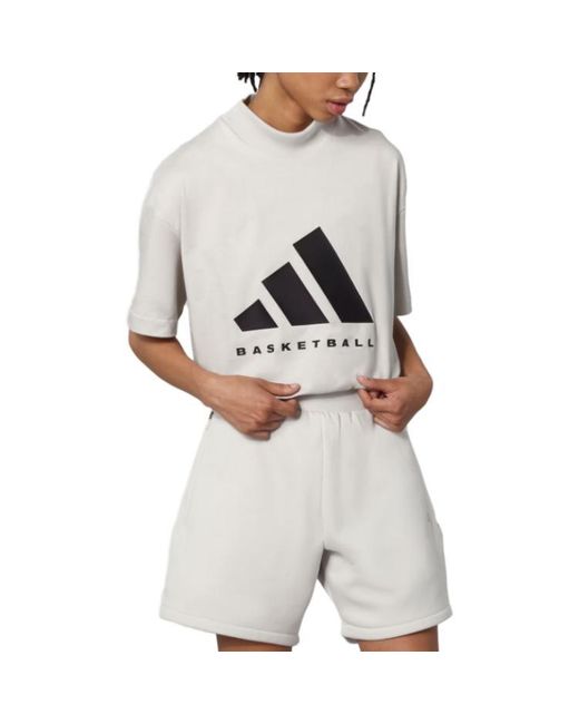 Adidas White Basketball Logo Tee for men