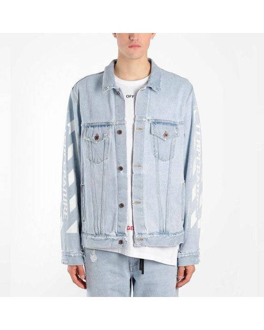 Off-White c/o Virgil Abloh Blue Classic Printing Jacket Denim Ordinary Version for men