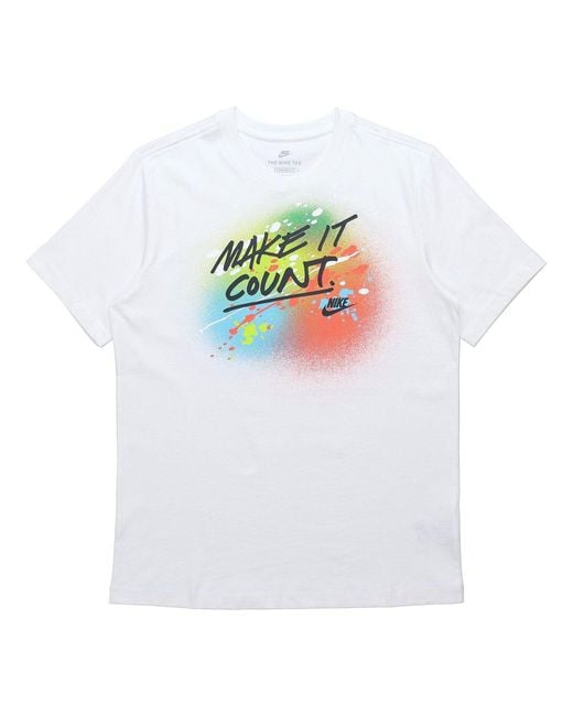 Nike White Sportswear Splash Ink Alphabet Printing Sports Short Sleeve for men