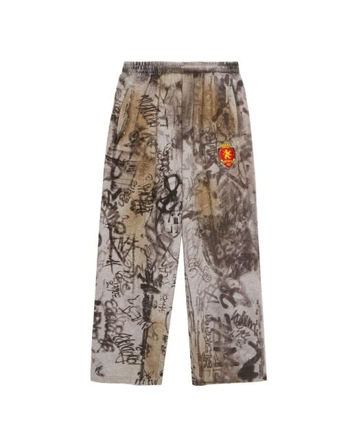Balenciaga Gray Skater Graffiti Baggy Sweatpants 'Heather' for men