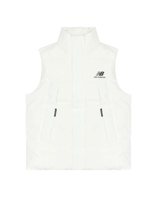 New Balance White Pocket Puffer Vest for men