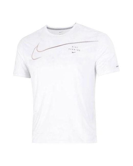 Nike White ' Large Logo Sports Training Breathable Quick Dry Round Neck Short Sleeve T-Shirt for men