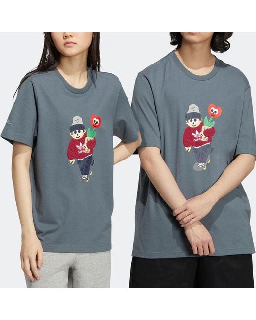 Adidas Gray Originals X Charr Morita Crossover Valentine's Day Tee for men