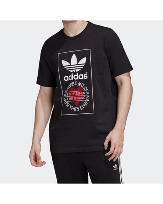 Adidas Black Originals Valentine's Day Series Tee Love Printing Short Sleeve