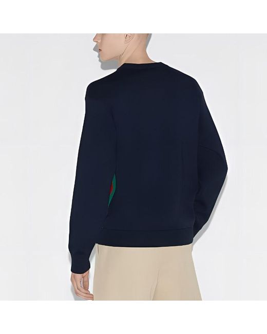 Gucci Blue Cotton Wool Sweater With Patch 'Dark' for men