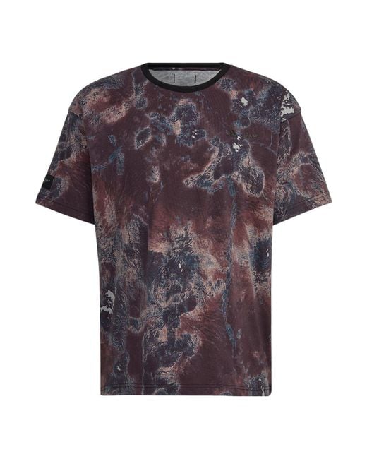 Adidas Purple Paint Splash Effect Printing Sports Short Sleeve Khaki T-Shirt for men