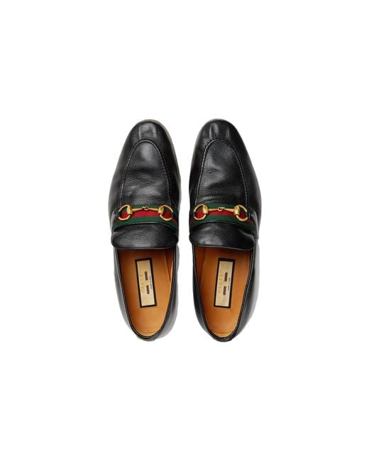 Gucci Black Leather Grosgrain Trim Dress Loafers for men