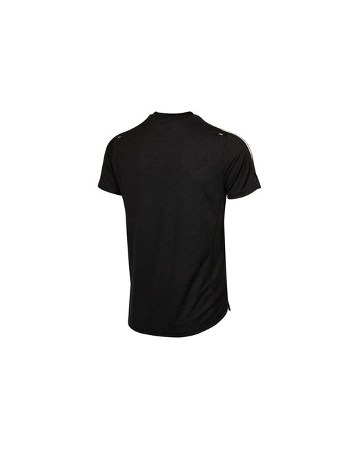 Adidas Black Own The Run Tee Sports Training Stripe Round Neck Short Sleeve for men