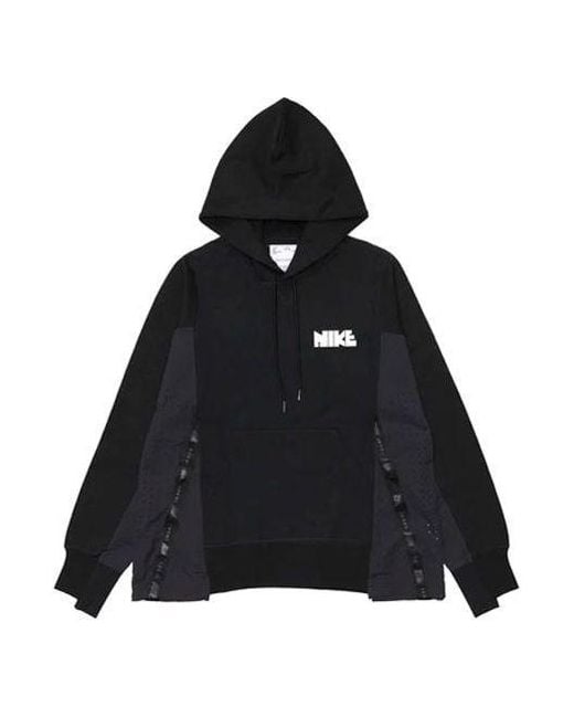 Nike X Sacai Crossover Logo Printing Splicing Contrasting Colors Sports Asia Edition Black for men