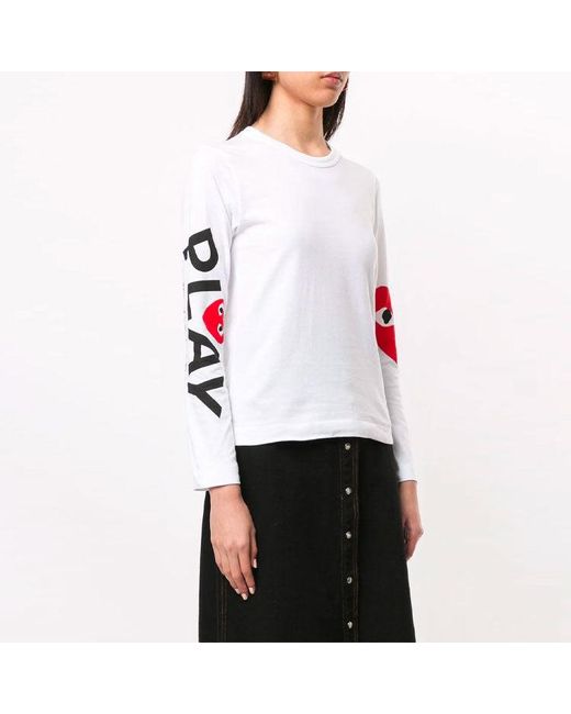 COMME DES GARÇONS PLAY White Kawakubo Rei Large Love Logo Round Neck Long Sleeves for men