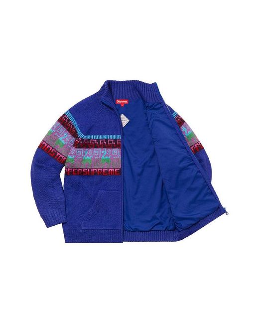 Supreme Blue Chullo Windstopper Zip Up Sweater for men