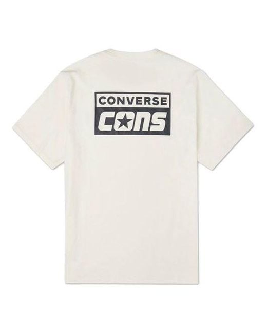 Converse White Alphabet Logo Printing Retro Casual Short Sleeve Cream for men
