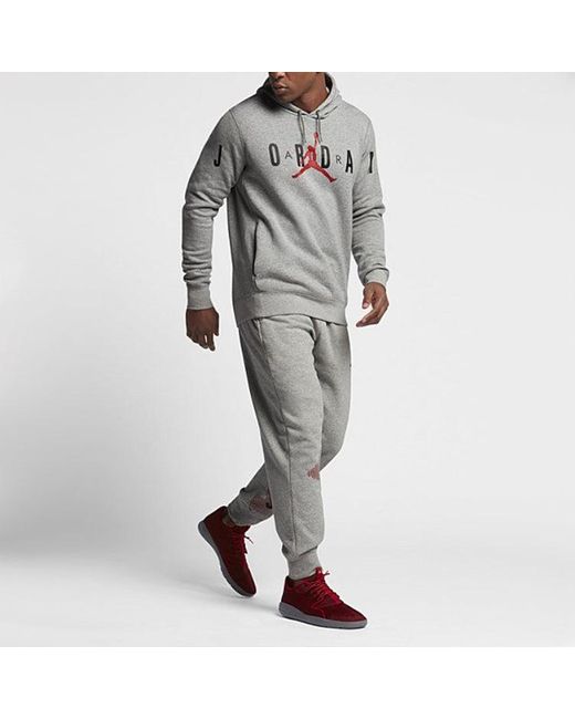 Nike Gray Knit Logo Fleece Lined Hooded Pullover Hoodie Asia Sizing for men