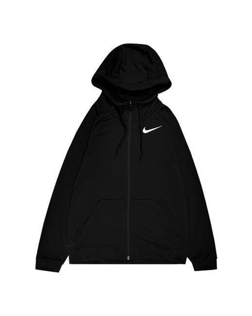 Nike Black Sports Training Casual Knit Hooded Zipper Jacket for men