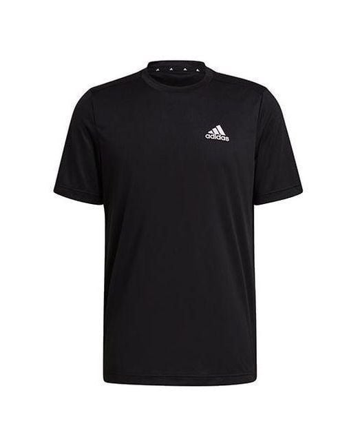 Adidas Black Solid Color Logo Casual Short Sleeve T-Shirt for men