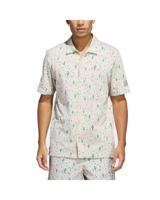 Adidas White Adicross Desert Button Golf Shirt for men