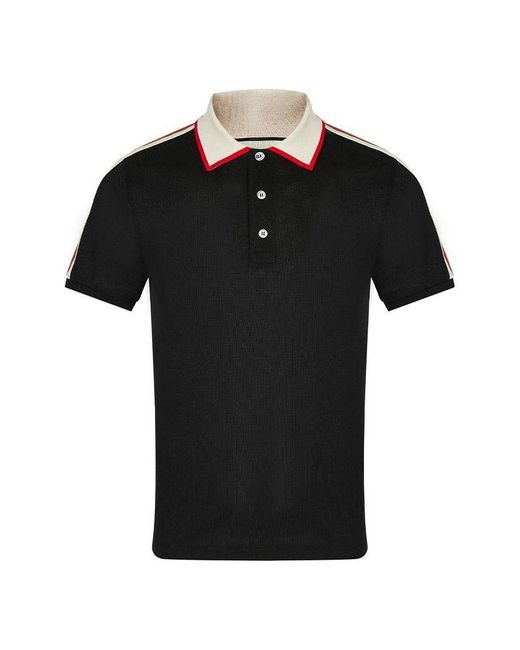 Gucci Black Striped Logo Short-Sleeved Polo Shirt for men