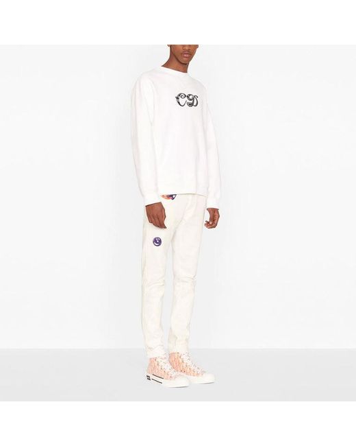 Dior White X Kenny Scharf Cd Embroidery Crew for men