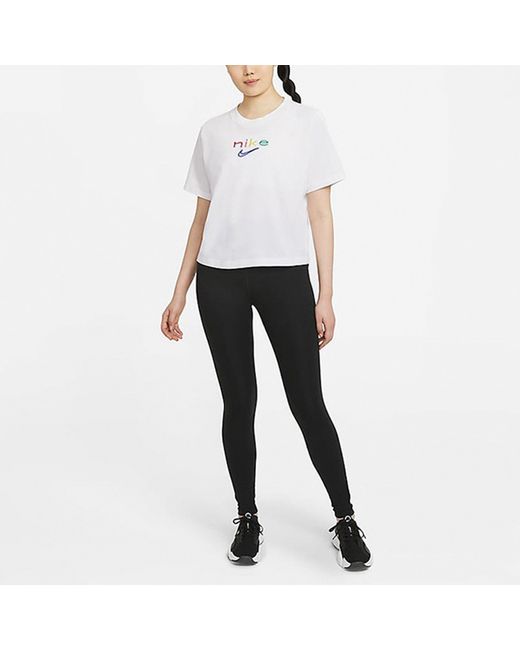 Nike White (Wmns) Dri-Fit Boxy Embroidery Logo Short Sleeve