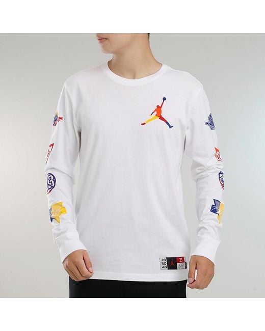 Nike White Logo Printing Round Neck Pullover Long Sleeves for men