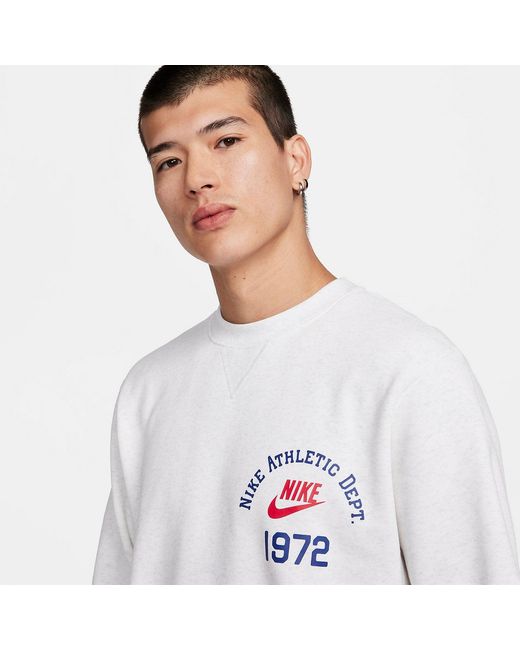 Nike White Sportswear Club Fleece Crew-Neck Sweatshirt for men