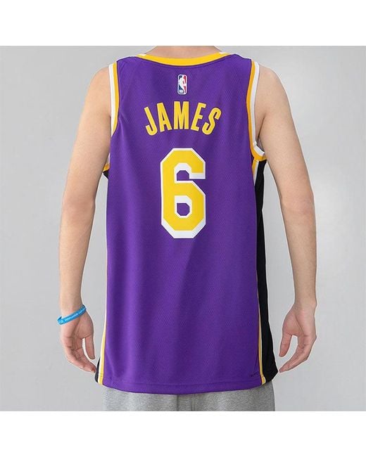 Nike Purple Nba Quick Dry Sports Basketball Sw Fan Edition Version Los Angeles Lakers Lebron James No. 6 Jersey for men