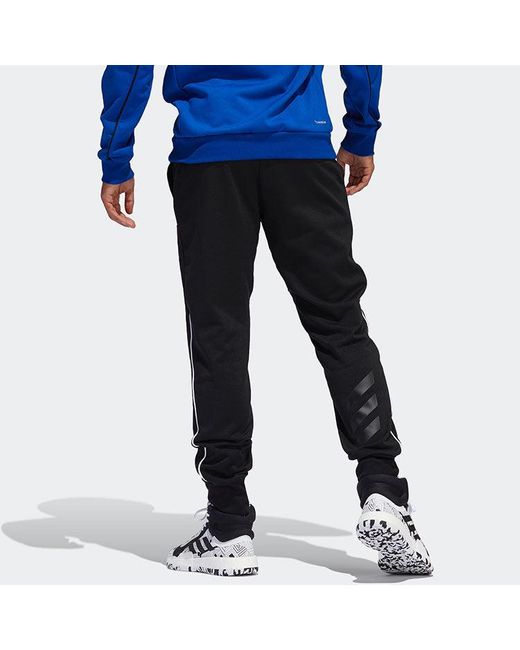 Adidas Black Sports Casual Fleece Basketball Trousers for men