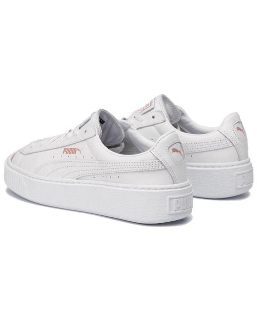 PUMA White (Wmns) Basket Platform Metallic Rose'