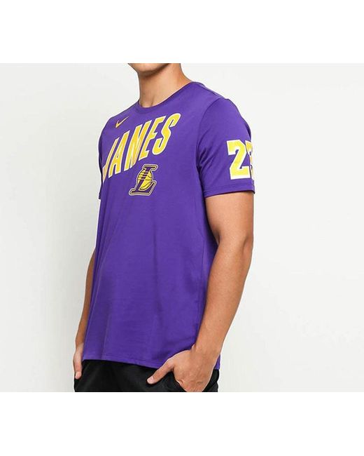 Nike Purple Nba Los Angeles Lakers Lebron James Sports Short Sleeve for men