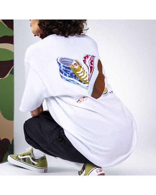 Vans White X Bape Sk8-Hi T-Shirt for men