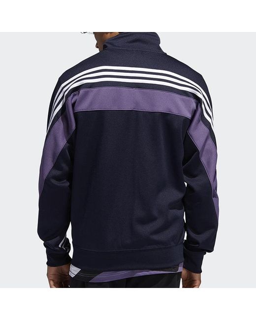 Adidas Blue Originals Stand Collar Casual Sports Jacket for men