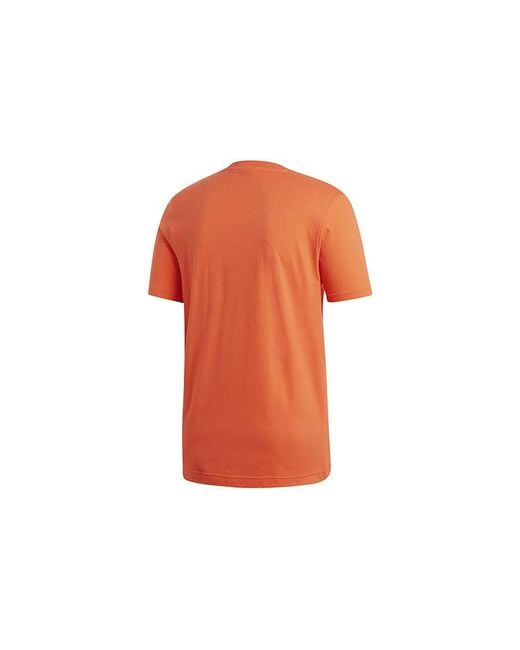 Adidas Orange Originals Trefoil Chest Logo Sports Short Sleeve for men
