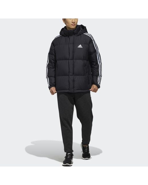Adidas Blue 3St Puff Down Outdoor Protection Against Cold Stay Warm Hooded Down Jacket for men