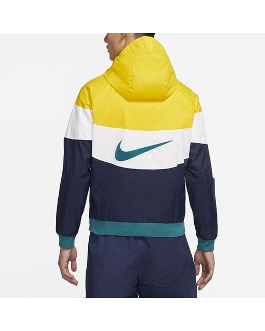 Nike Yellow Sportswear Windrunner Colorblock Casual Hooded Track Jacket for men