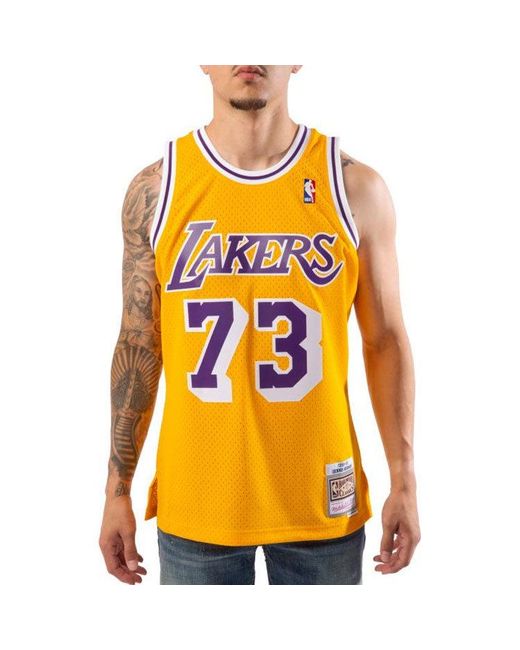 Mitchell & Ness Yellow Nba Swingman Dennis Rodman Los Angeles Lakers Road 1998-99 Jersey for men